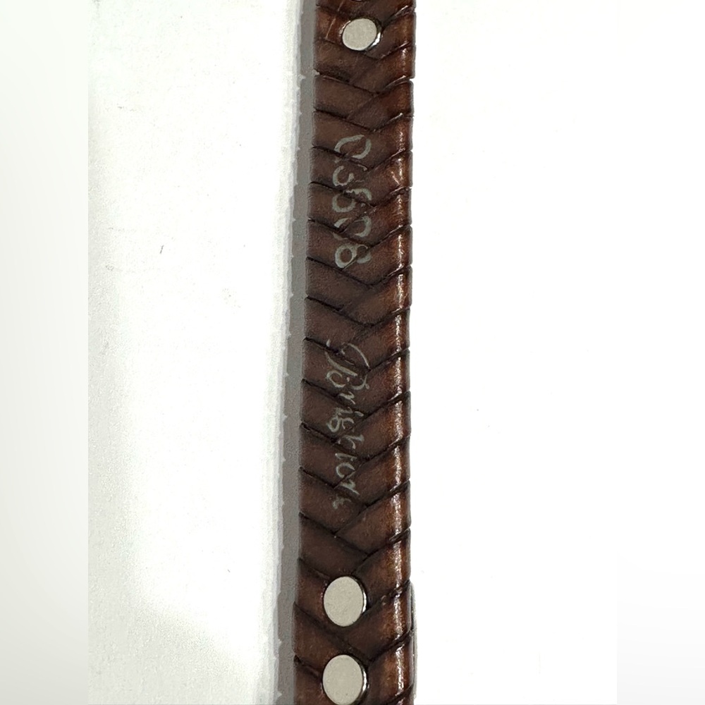 Brighton Womens Brown Braided Leather Skinny Silver Belt Size Medium M 30 - Picture 11 of 12